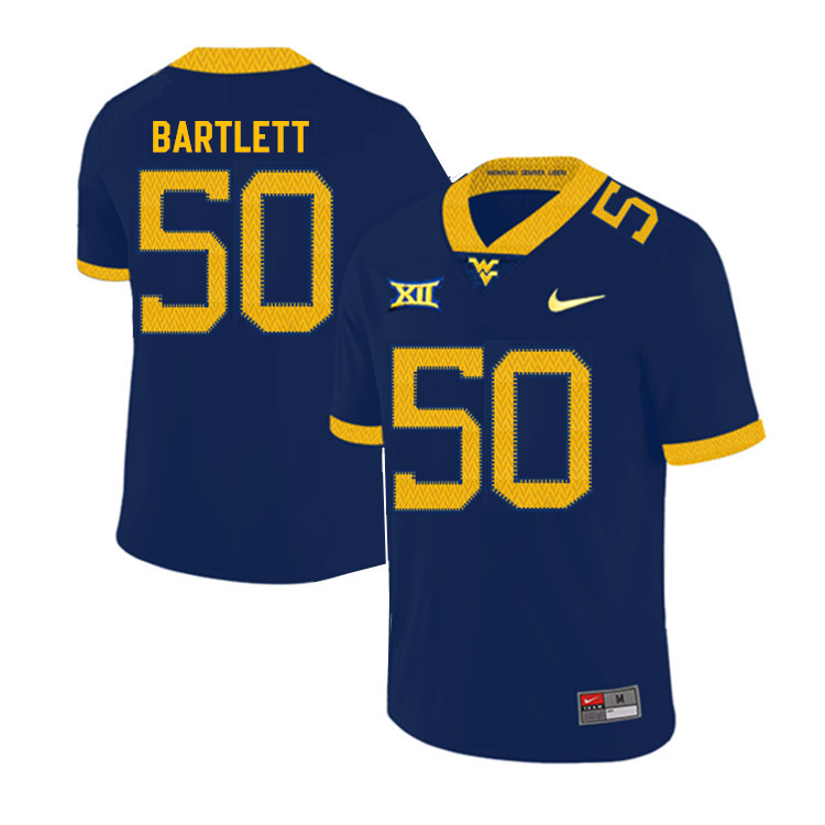 2019 Men #50 Jared Bartlett West Virginia Mountaineers College Football Jerseys Sale-Navy